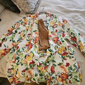Floral Blazer with Fruit Print